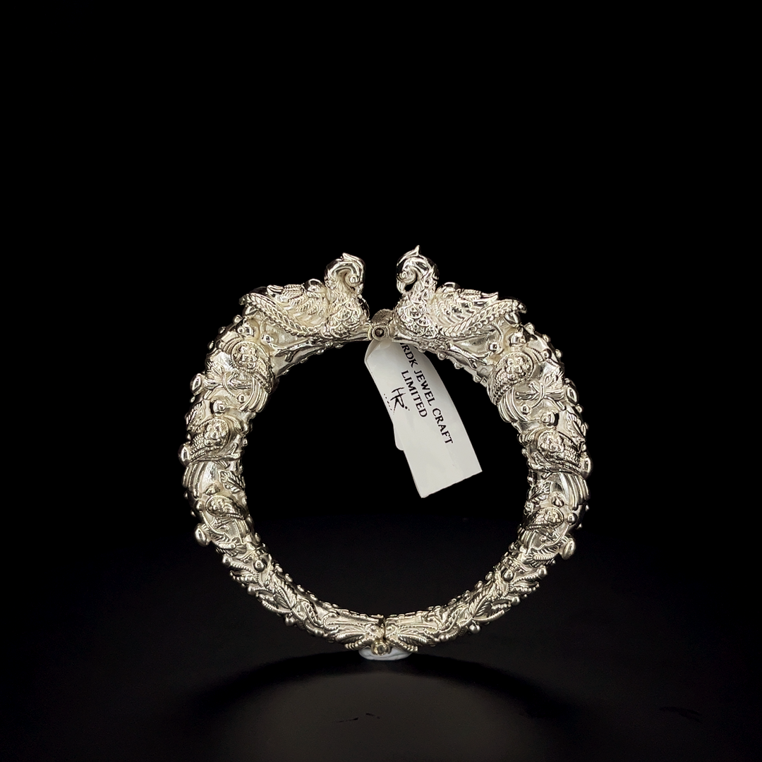 Silver Kada - Peacock Design - S.No.001