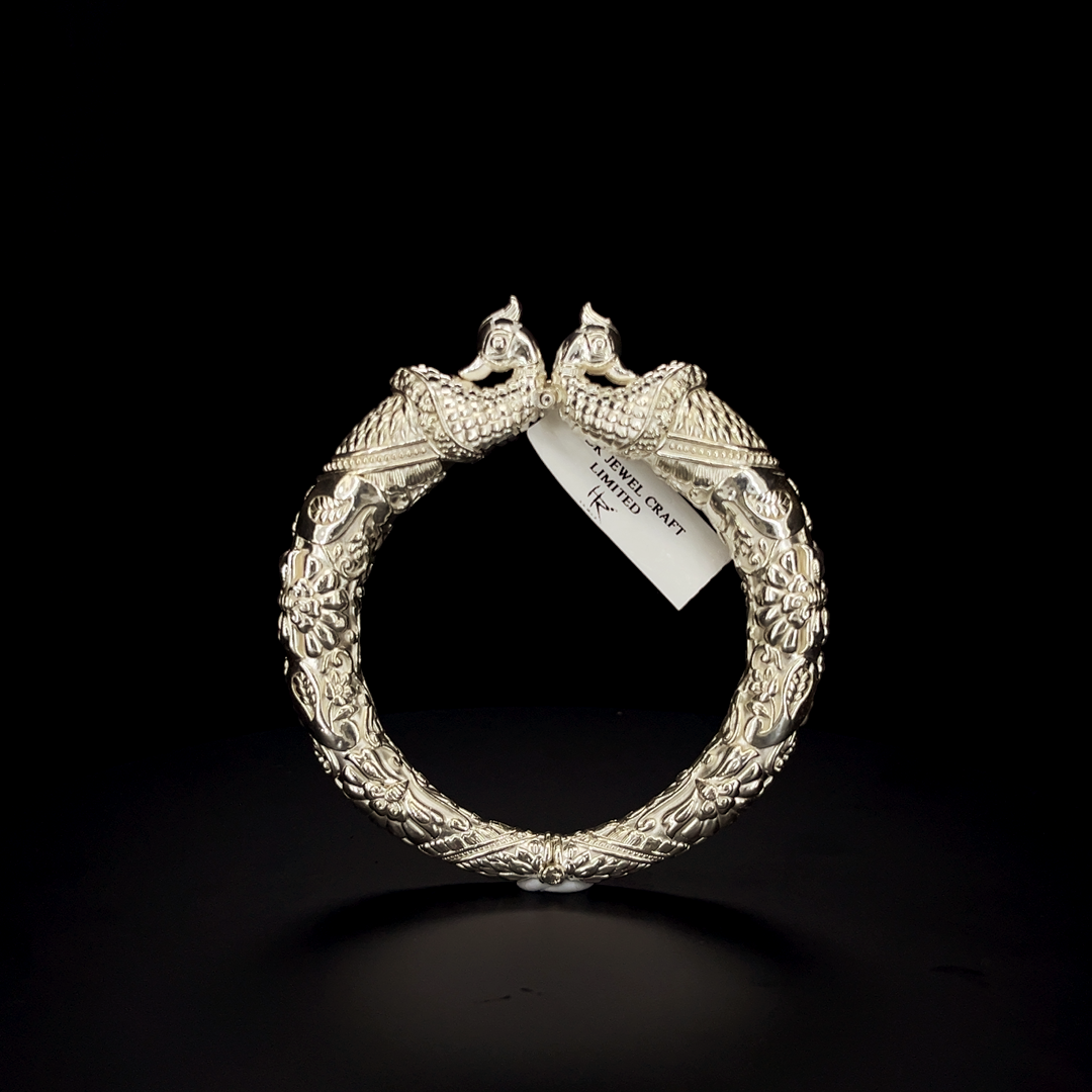 Silver Kada - Peacock Design - S.No.003