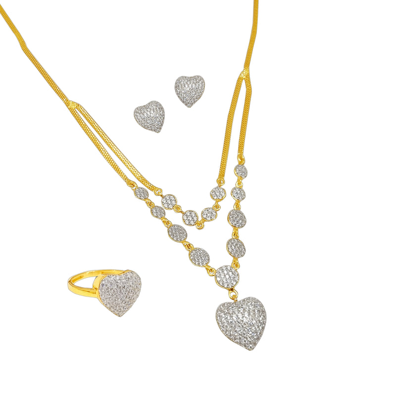 Pavé Heart Ensemble Necklace