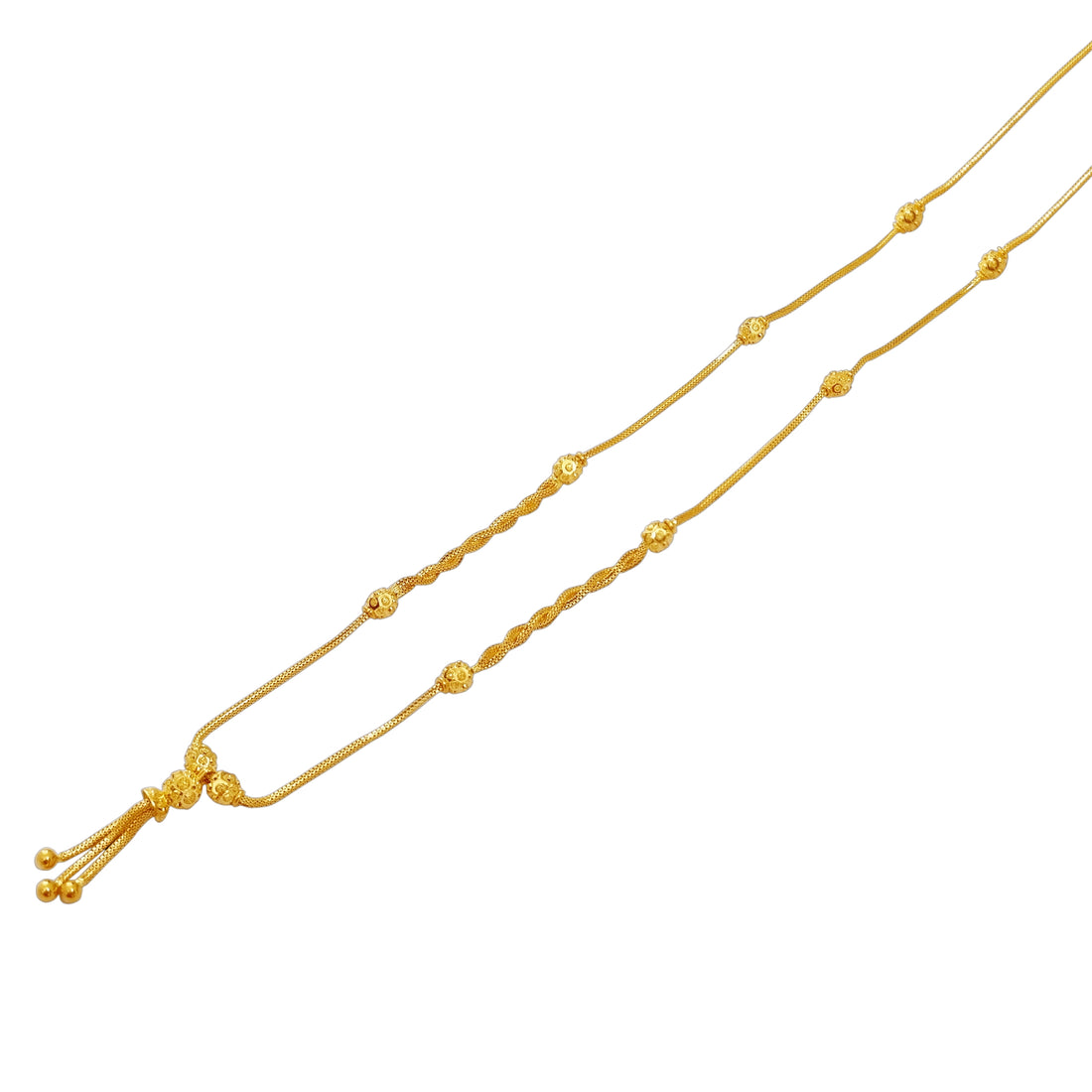 Gold Beaded Station Chain