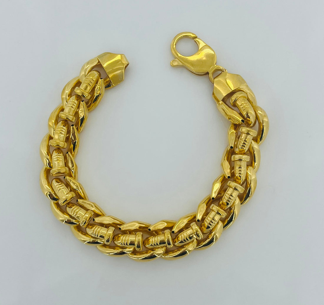 Electroforming Gold Cuban Bracelet -006